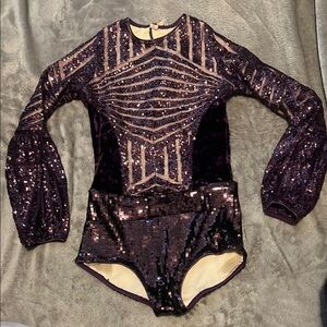 Purple Sparkly Bodysuit with Geometric Pattern